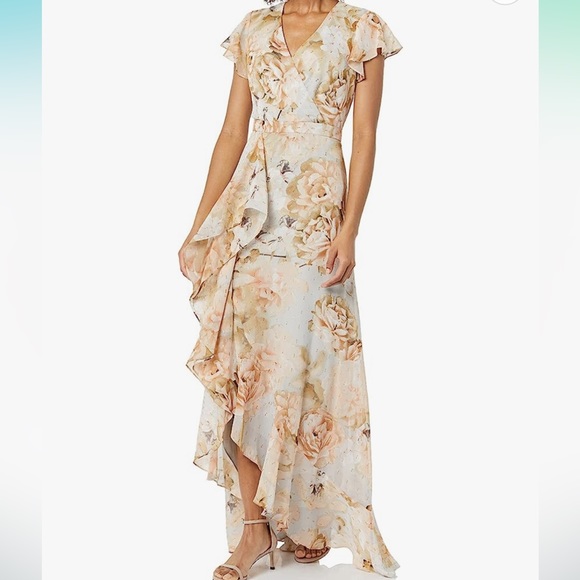 CALVIN KLEIN NWT Flutter Sleeve HiLo Floral Print Ruffle Dress $259 - Picture 3 of 13